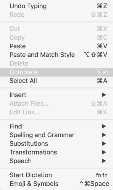 Auto Complete Text For Mac